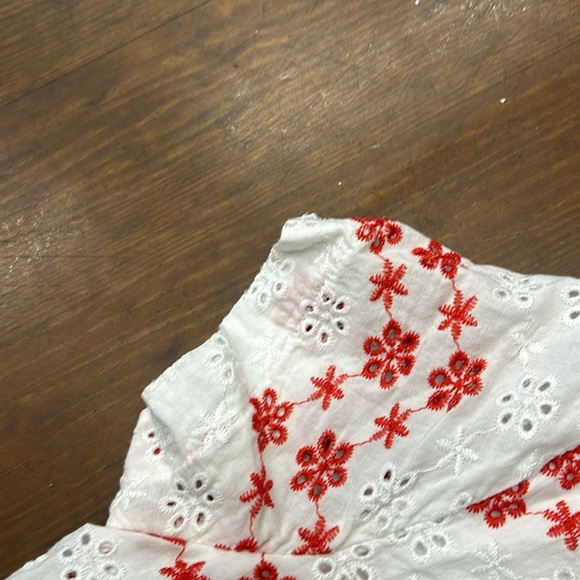 Floral Eyelet Dress - Red and White - Picture 4 of 6